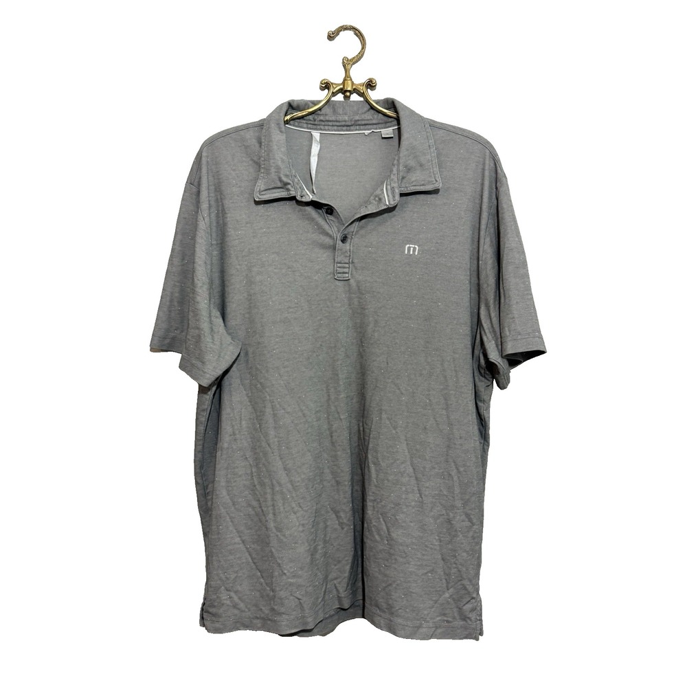 TravisMathew Mens XL Gray Heathered Speckled Short Sleeve Golf Polo‎ Shirt